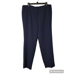 Frederique VTG Women's 14 Navy Blue Button Zip Unlined Split Hem Dress Pants USA